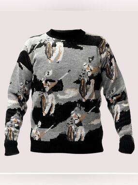 Dormie x Foray Golf Men’s Kadee Sweater Grey Golf Players Pattern Knit Sweater